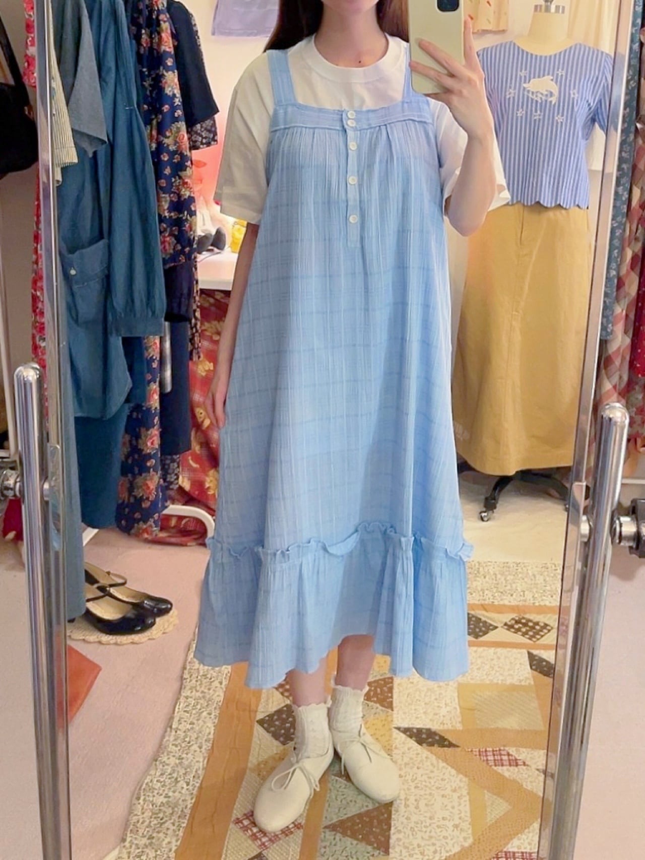 light blue camisole one-piece
