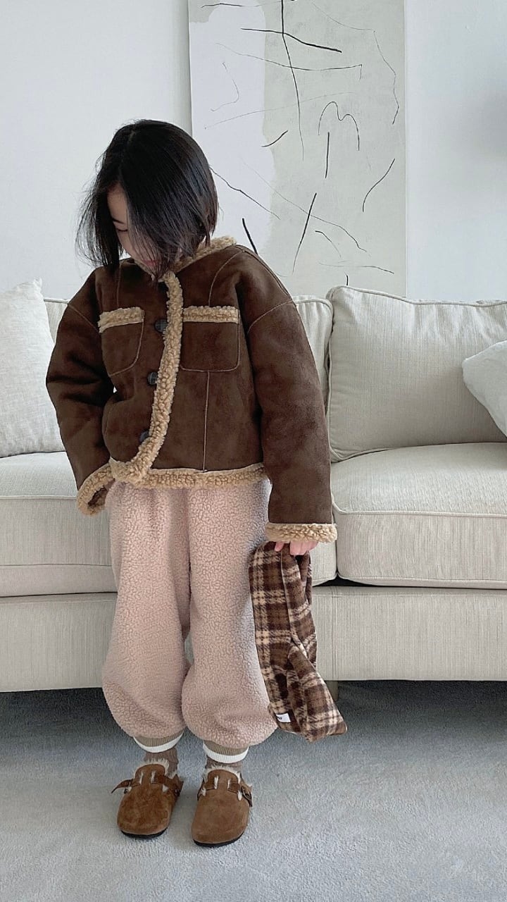 Elly Molly】ムートンボアジャケット 90〜160cm ブラウン 241303