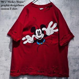 90's"Mickey Mouse"graphic design boro custom T shirt