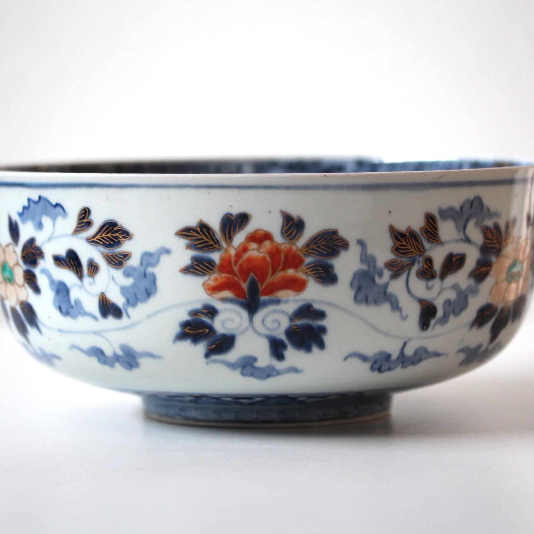 URA]富貴長春/伊万里染付色絵金彩鳳凰龍刻文湯呑5客/8-