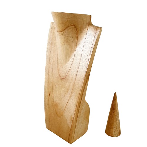 【OUTLET】木製ネックレススタンド・リングスタンド付（ナチュラル）A　ネックレストルソー