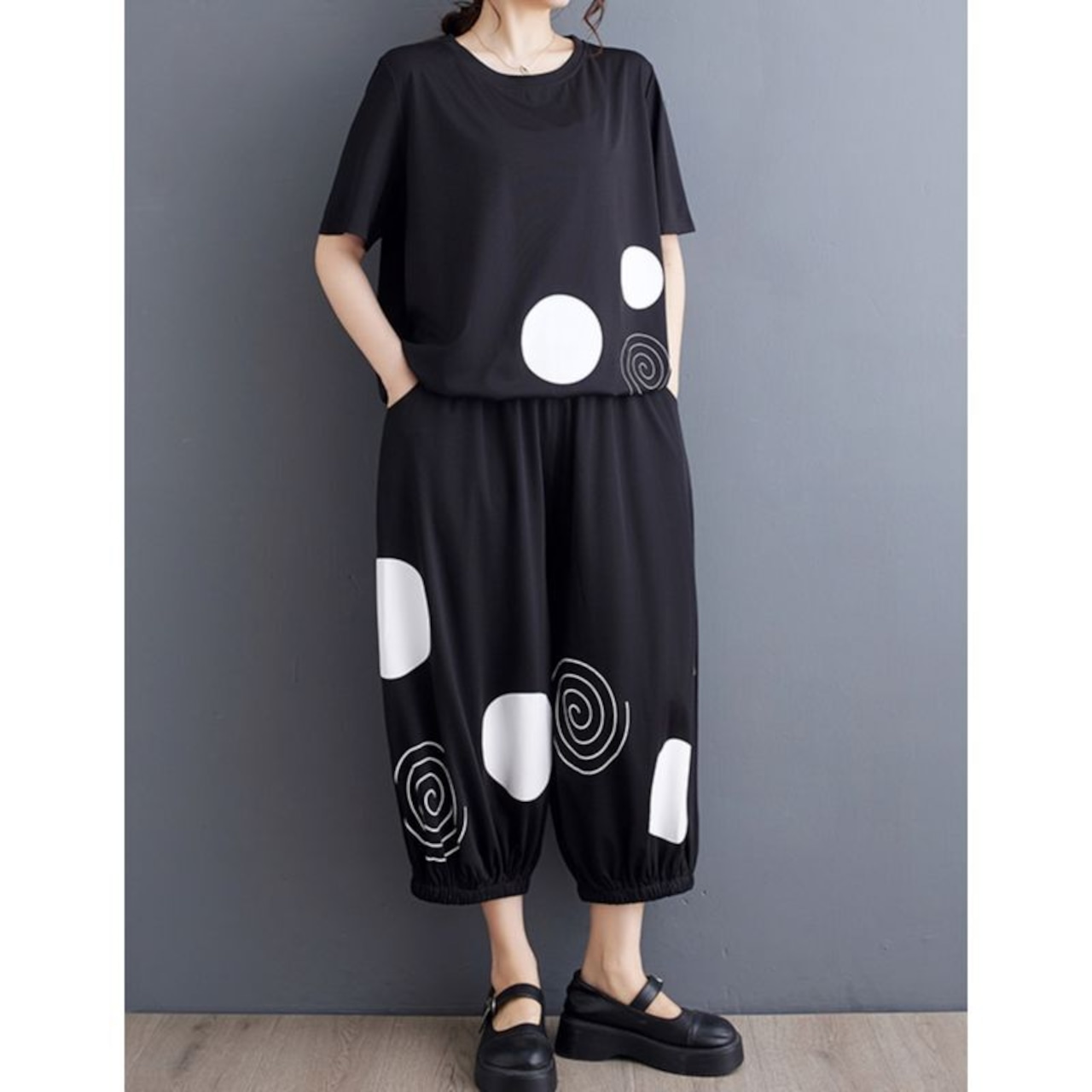 ドット&渦巻き Tシャツ キュロット セレクト30131