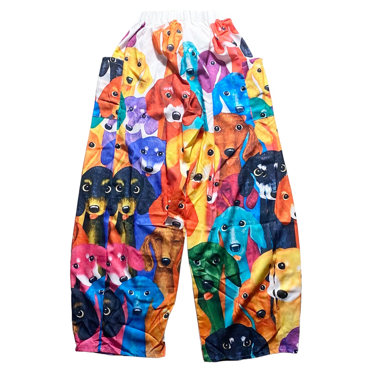 unknown vintage dog print ripstop nylon easy pants