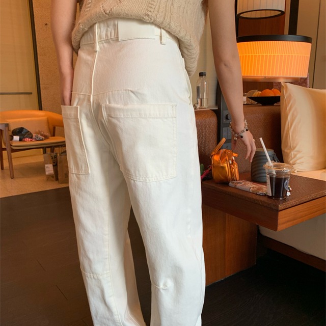 Wide leg high-waisted denim pants 00125