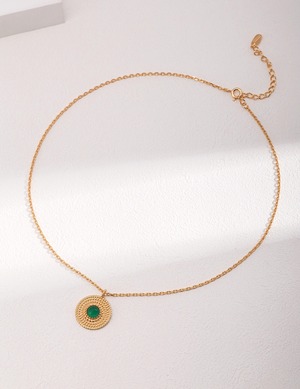 バケーションシリーズ サークルカーネリアンネックレス SV925金メッキ 夏の定番アクセサリー