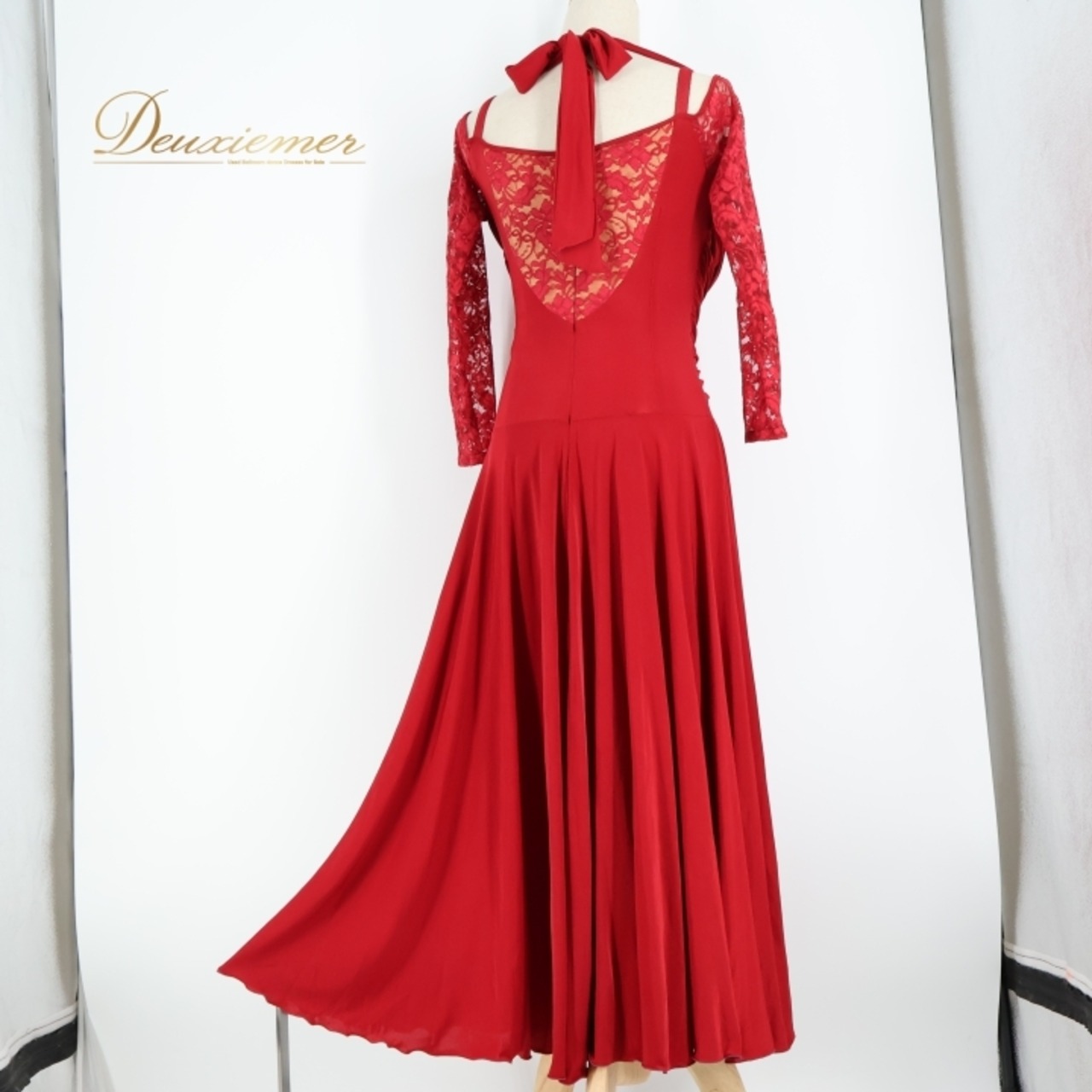 社交ダンス 衣装 スタンダード ドレス ワンピース 赤 無地 レース 上品 高級感 ダンス パーティ 発表会 レッド系 大人用 可愛い セクシー フォーマル シンプル 演技用 女性用 ストレッチ フレア 華やか おしゃれ 発表会用