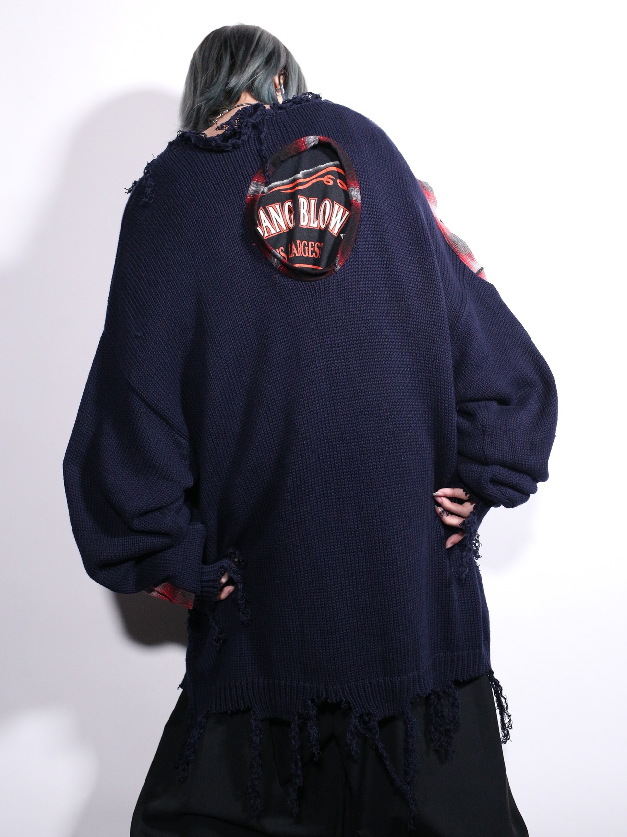 REMAKE / ”random dots” × ”boro” custom cotton knit - 6