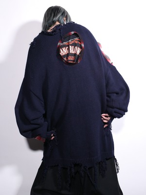 REMAKE / ”random dots” × ”boro” custom cotton knit