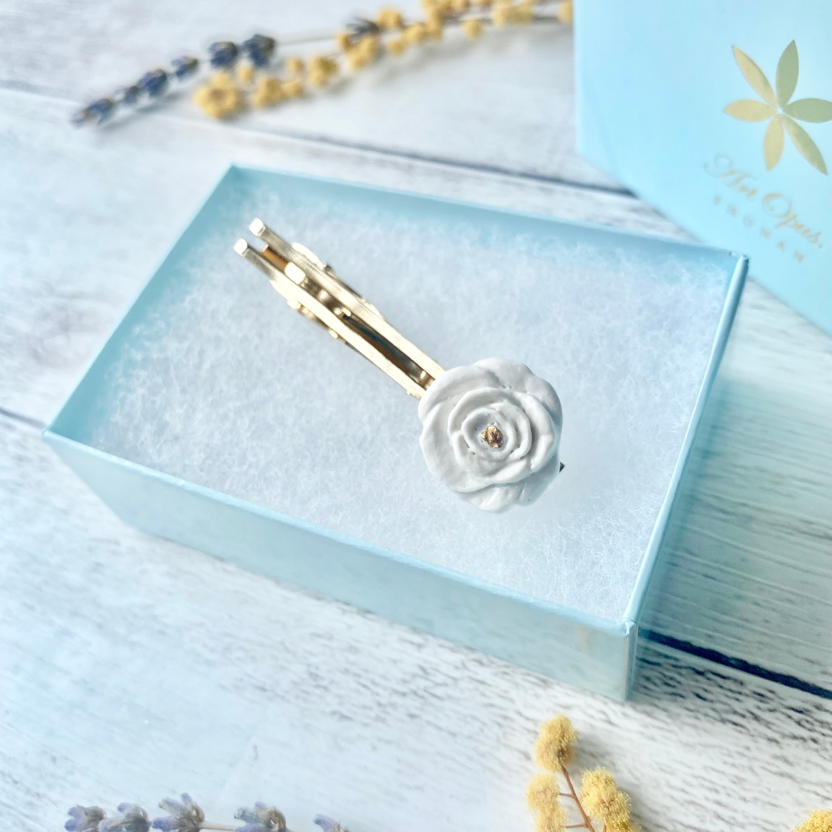 ネクタイピン 薔薇 / Rose ホワイト｜陶磁器 アクセサリー湘南 ギフト