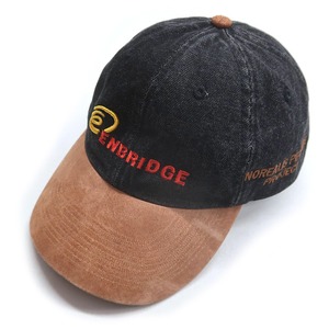 古着 Fersten Worldwide 企業ロゴ 刺繍 キャップ デニム ブラック ブラウン 表記：--　gd408731n w60309