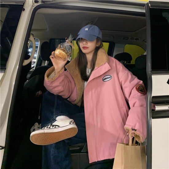 【Boy With Luv】ピンクボアジャケット ボアジャケット ジャケット ボア アウター レディース メンズライク