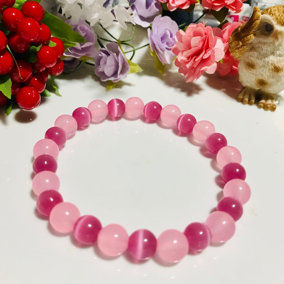☆天然石パワーストーンキャッツアイ☆ジェイドピンク☆ブレス | bzshop5
