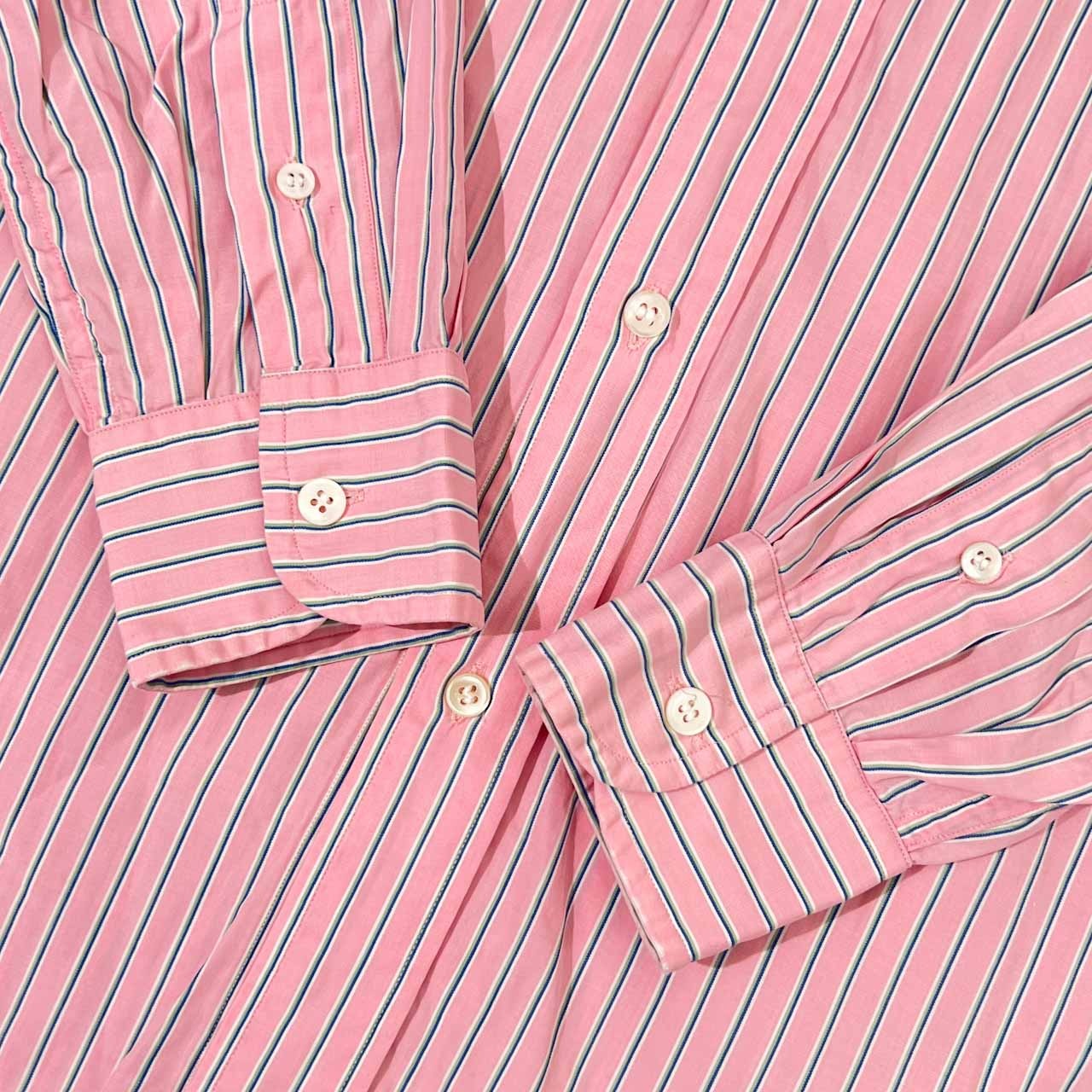 80s Ralph Lauren ラルフローレン ストライプ 長袖シャツ/ピンク メンズ ビンテージ