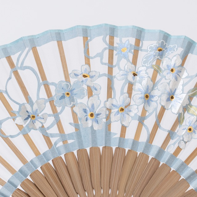 額透かし彫扇 紗月 わすれな草 水