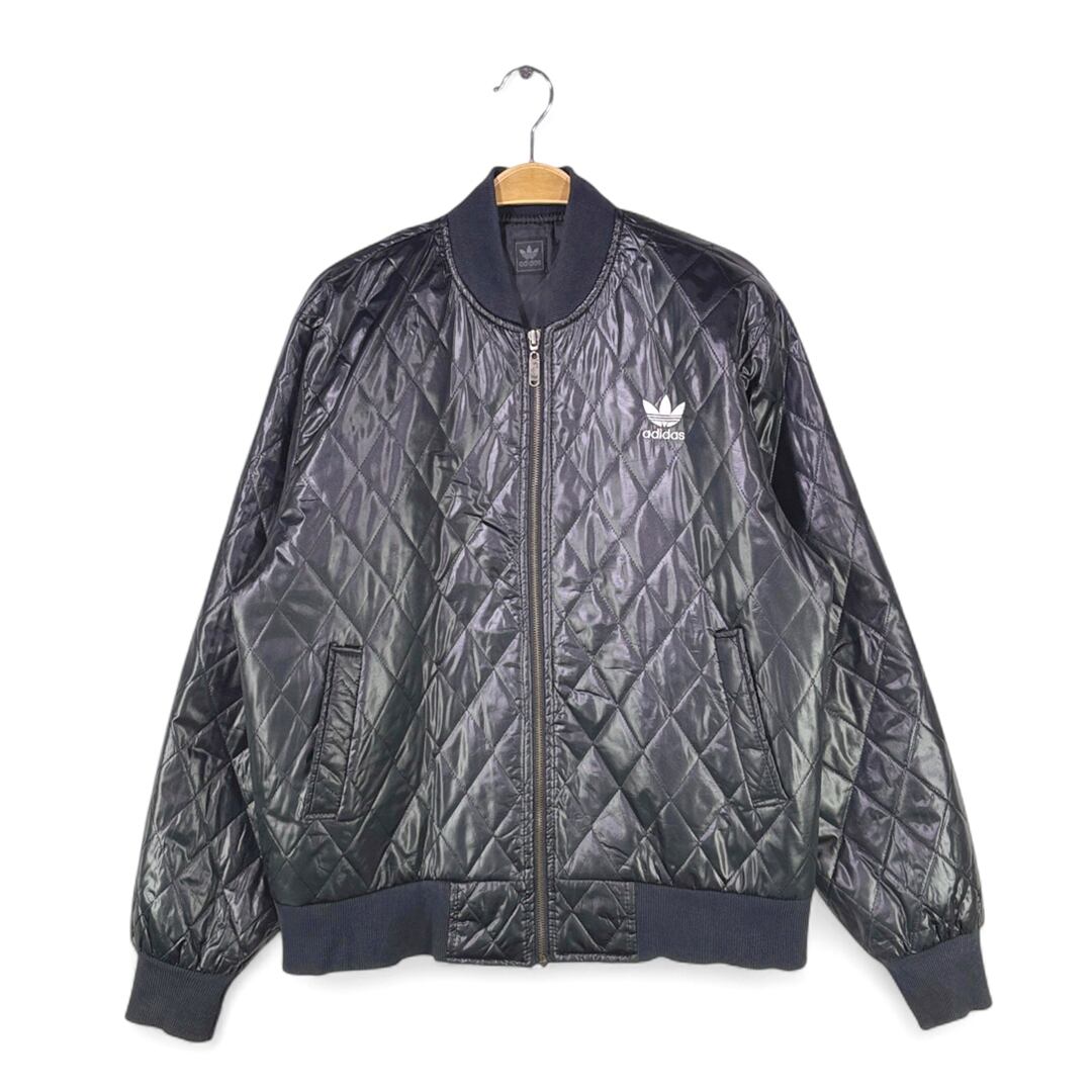 00s アディダス キルティング ナイロンジャケット ブラック ブルゾン 短丈 adidas メンズL相当 古着 @CK0224