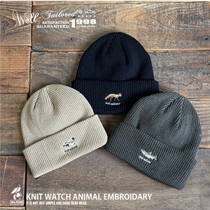 Well-Tailored/ ウェルテイラード KNIT WATCH ANIMAL EMBROIDARY (WL2322) ニットワッチ ショートワッチ ミドルワッチ ニット帽 ワンポイント キツネ  鴨 鳥 虹鱒 魚 ニット帽 ワッチ レディース メンズ ブランド