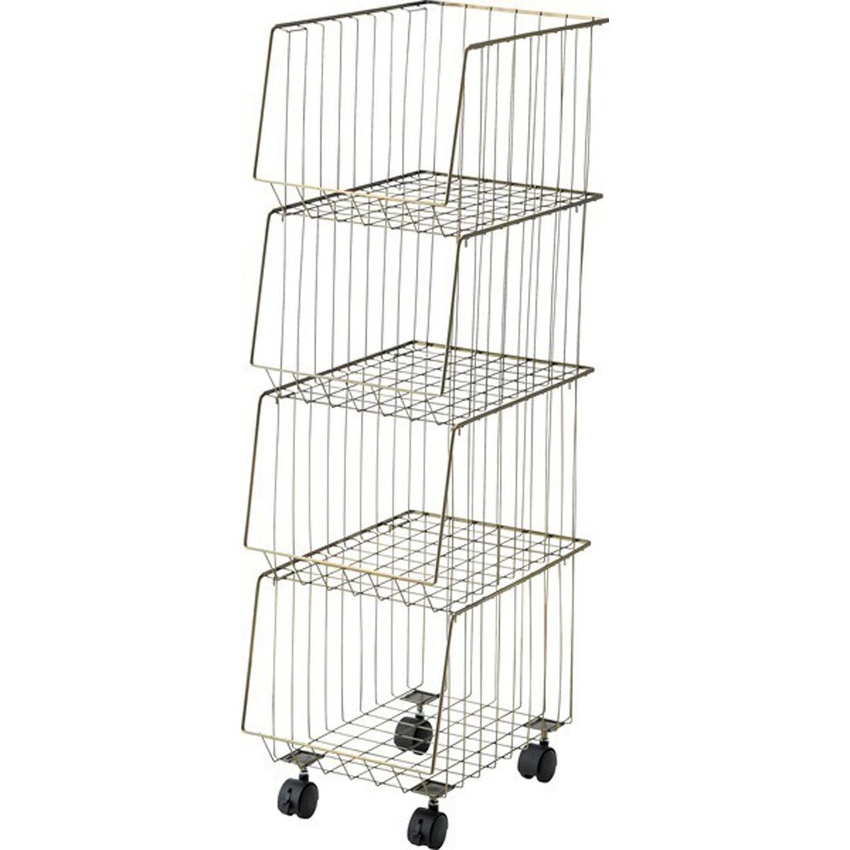 スタッキングワゴン4D ワゴン キッチンワゴン ワゴンラック 4段 積み重ね おしゃれ ストックワゴン 隙間 キッチン 台所