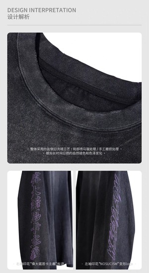 NOSUCISM 2026 AW 塩縮加工ヴィンテージ 10周年グラフィック ロングスリーブ Tシャツ