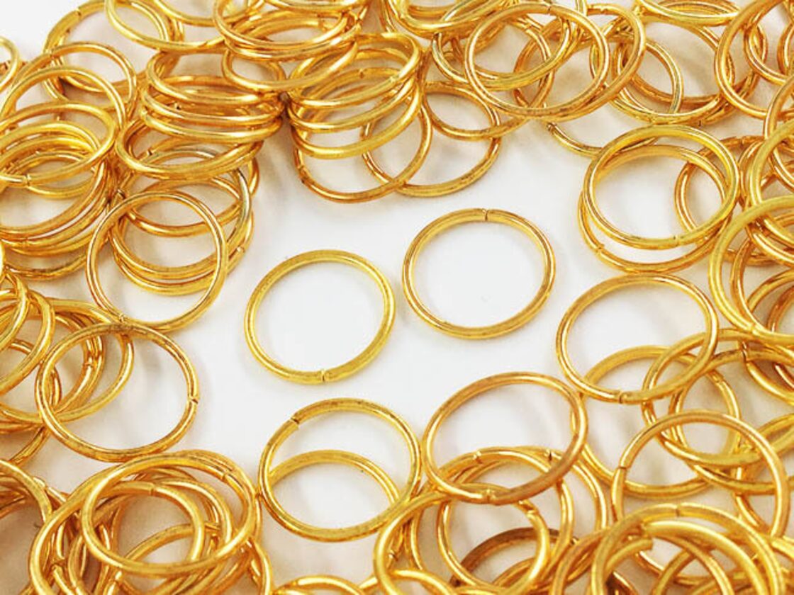 18金マルカン1.0×7.0mm 転がせ 2個 k18アクセサリーパーツ丸カン18k