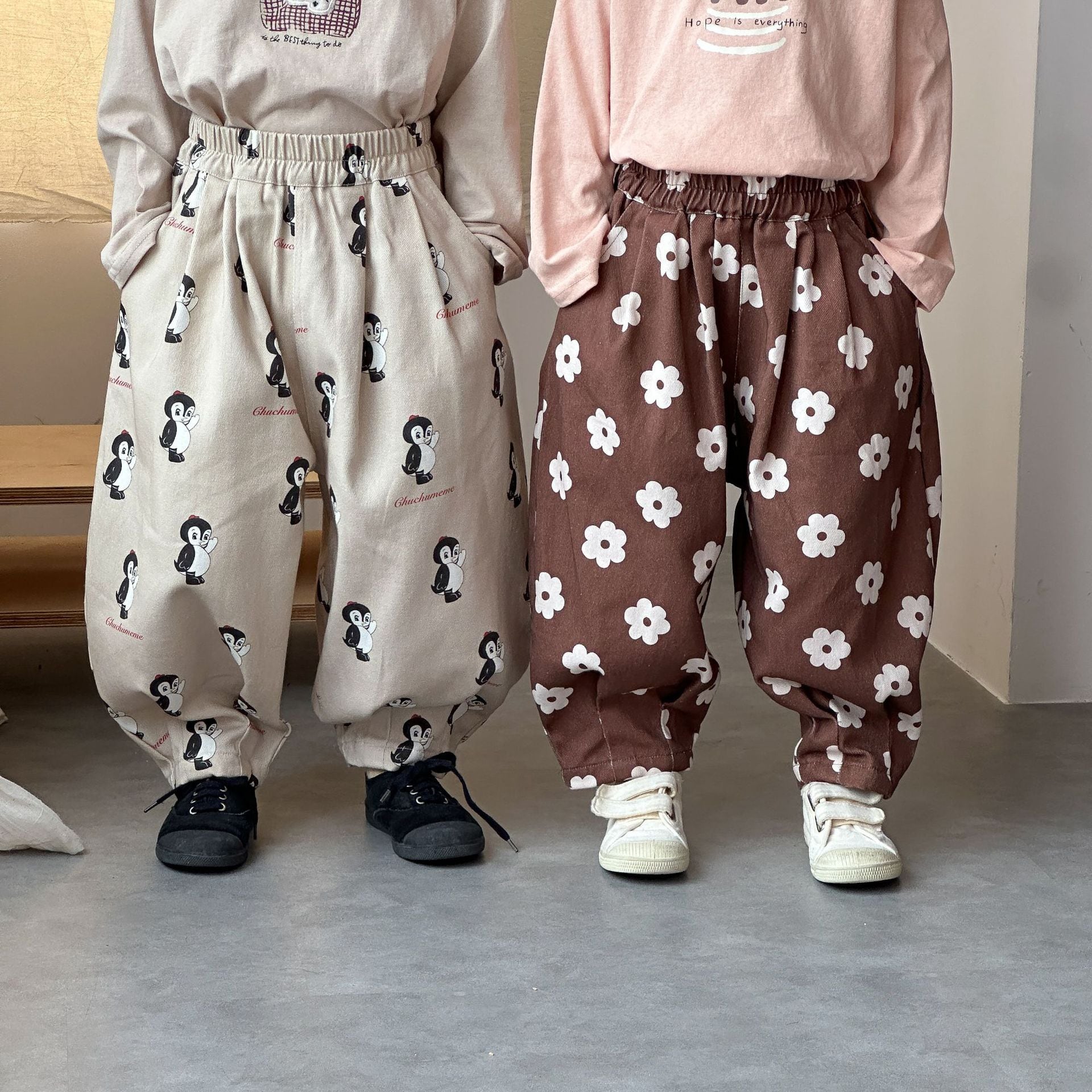 BABY&KID】フラワー、ペンギン柄ロングパンツ | Betty