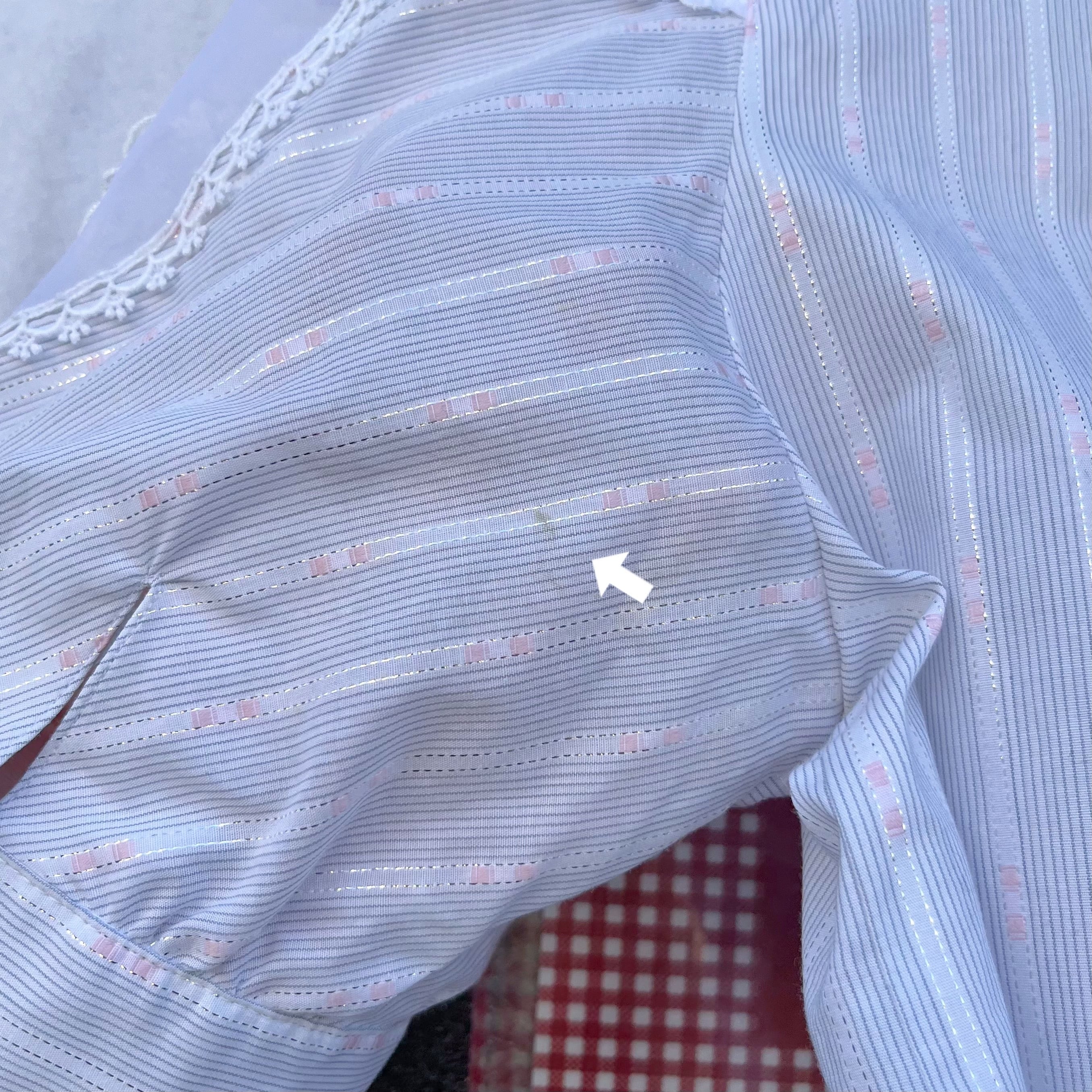 ribbon lace collar stripe blouse