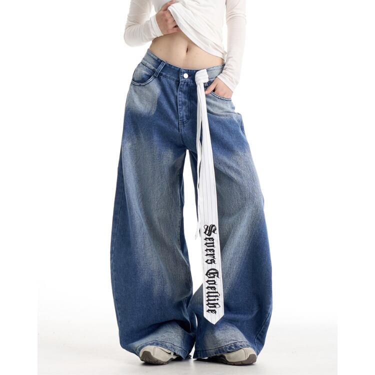 ハイウエスト ワイドレッグ デニムパンツ L00354