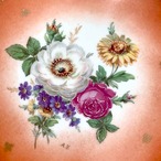 リモージュ 大型ケーキ皿 Limoges 赤い大きな皿　ブーケ柄に金彩 12TWcr5