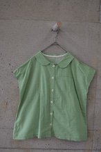 Round-collar gingham check shirt