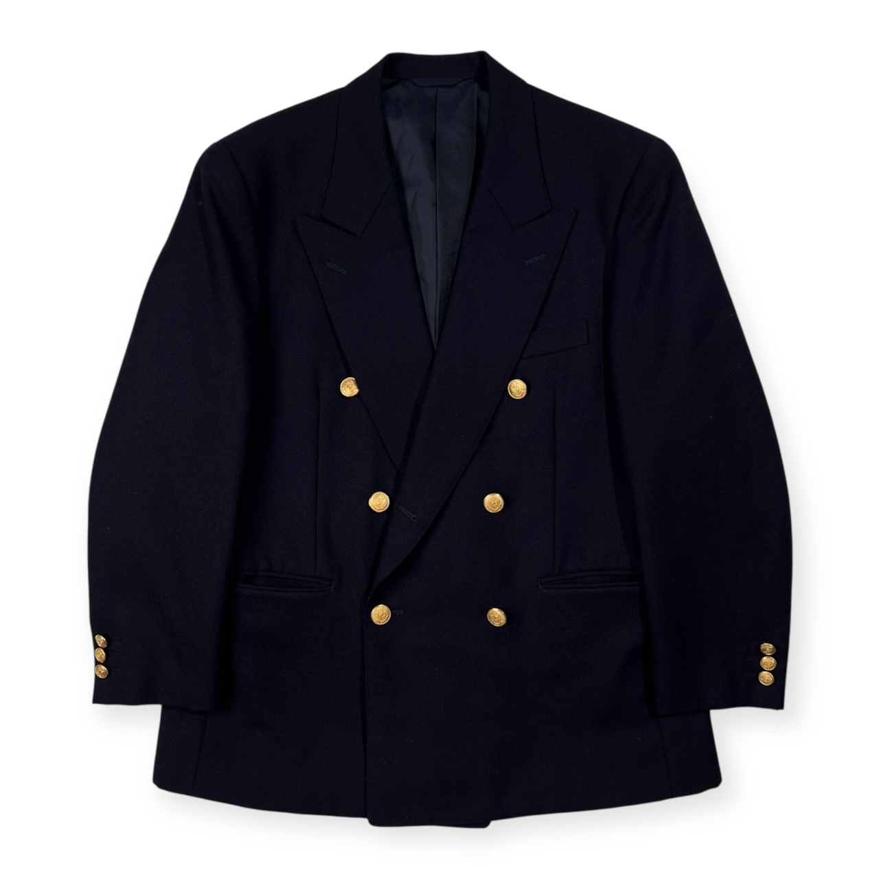 SIDNEY WINSTON シドニーウィンストン 金ボタン ダブル ブレザー テーラードジャケット 90-79-165 (AB4) /メンズ/濃紺/ネイビー