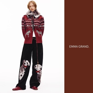 夜に寄り添う、二匹のダルメシアンのファーパンツ E00630