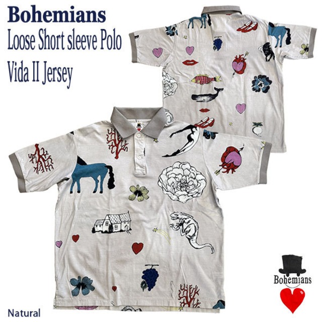 BOHEMIANS LOOSE S/S POLO VIDA 2 JERSEY NATURAL 半袖ルーズポロシャツ ワイドフィット ユニセックス 日本製