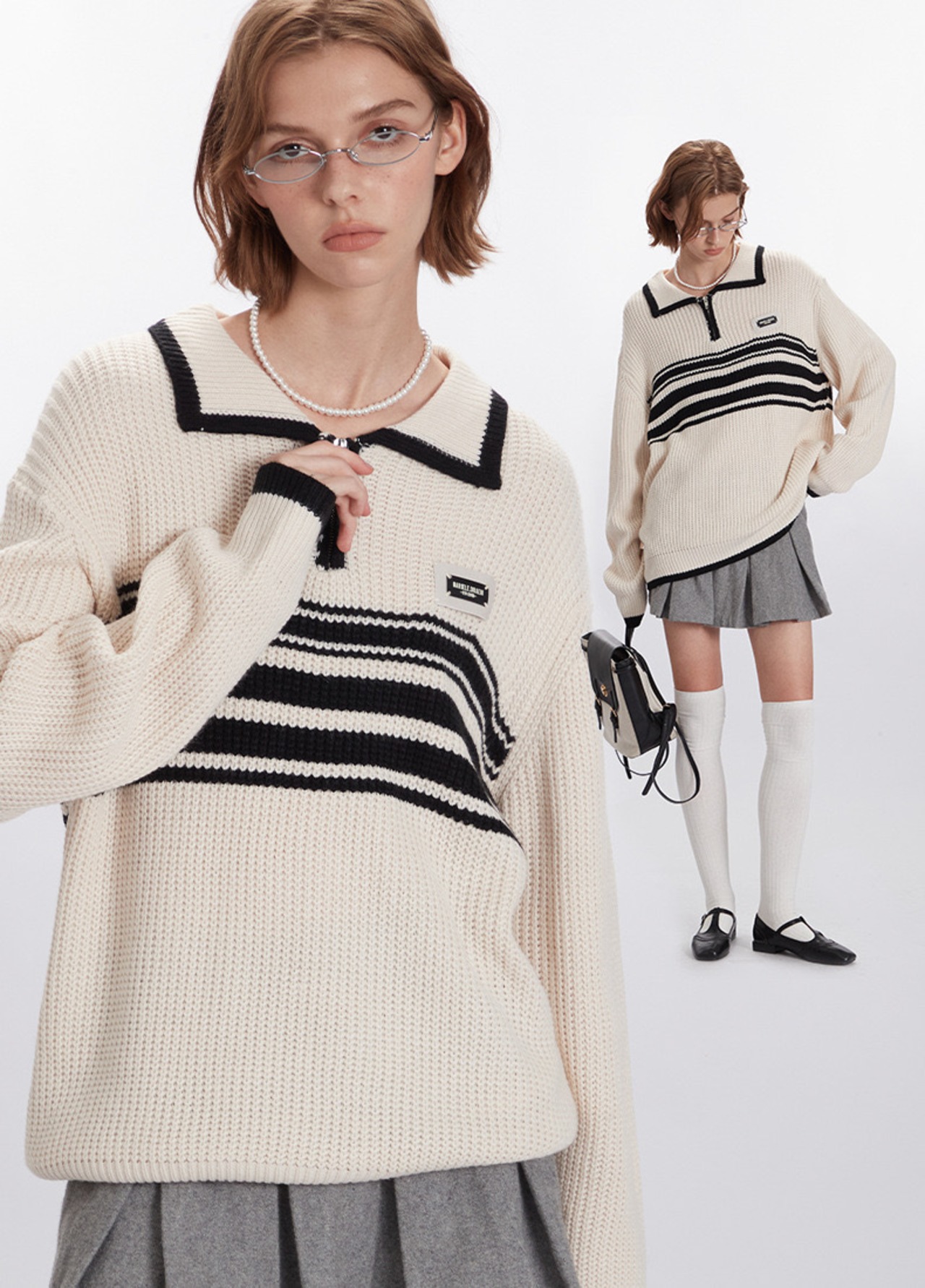 クラシックボーダーセーラーリブニット UH00012