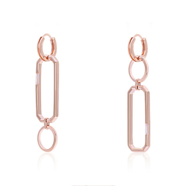 [国内発送] カラットワンタッチドロップ ピアス(ピンクゴールド)