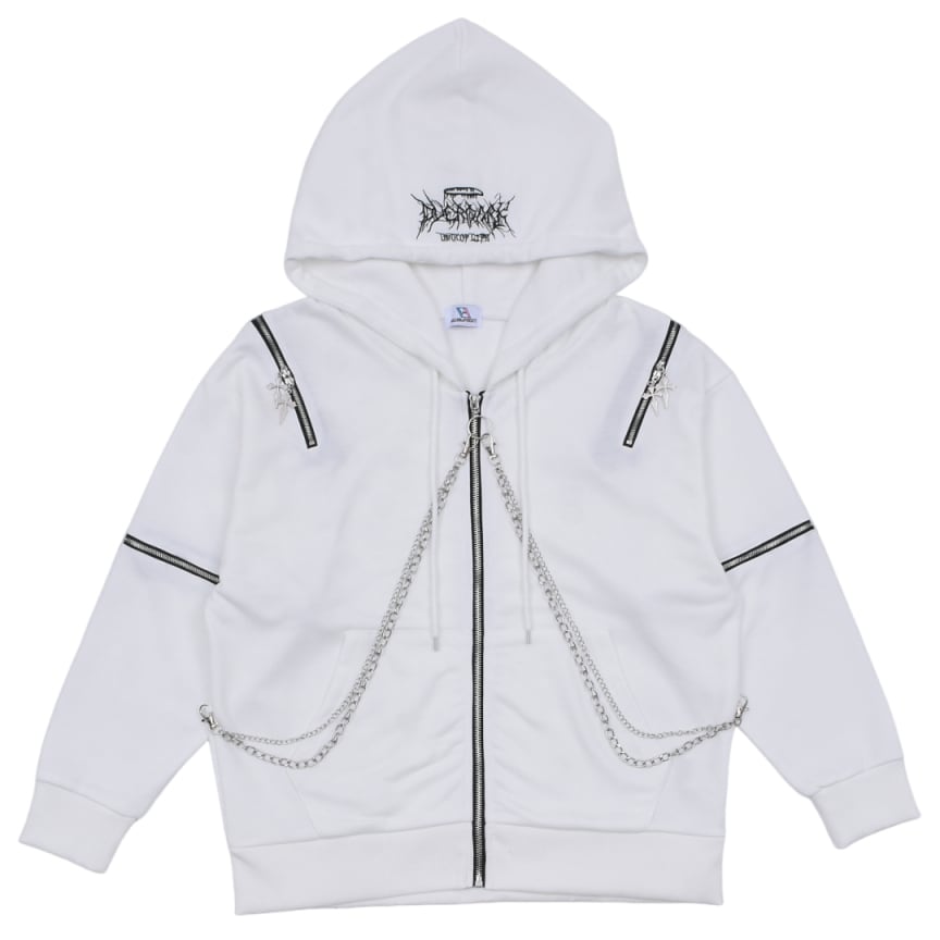 2/19新着】サブカルフード刺繍☆チェーン付きZIPパーカー