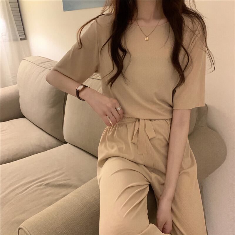 スプリングサマールーズカジュアルTシャツ パンツ 春物 夏物 1号婦人75107615296