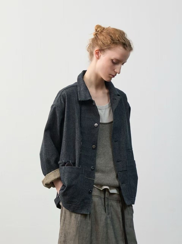 DECESOLO 26AW フレンチワーク クリーンフィット リネンコットンジャケット