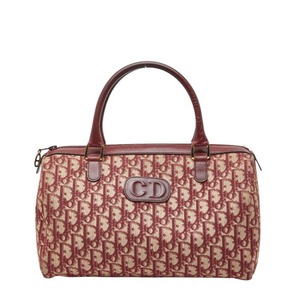 ディオール トロッター ミニボストンバッグ ハンドバッグ レッド キャンバス レザー レディース Dior 【中古】
