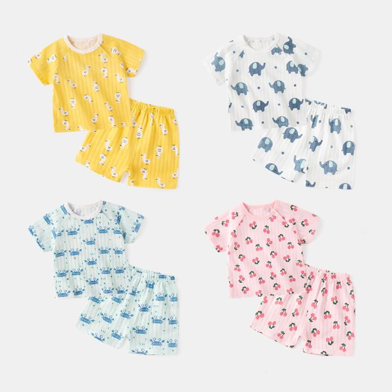 ベビー半袖スーツ、ベビー夏服、薄手のコットンメンズパジャマ、レディースエアコン服 Duduベイビー57560888901