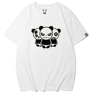 送料無料 【HIPANDA ハイパンダ】メンズ 3パンダ フロッキープリント Tシャツ MEN'S TRIO LOGO FLOCKY PRINT SHORT SLEEVED T-SHIRT / WHITE・BLACK