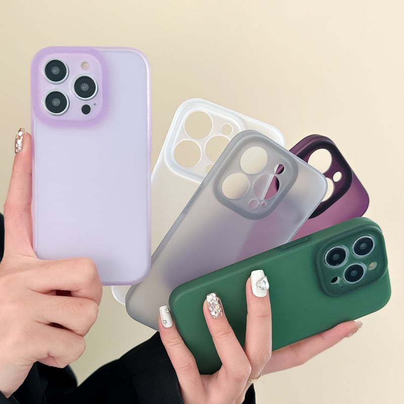 シンプルで美しい◎5色から選べる マットクリア 耐衝撃 カメラ保護フレーム つや消し 透明 スマホケース ND-15519