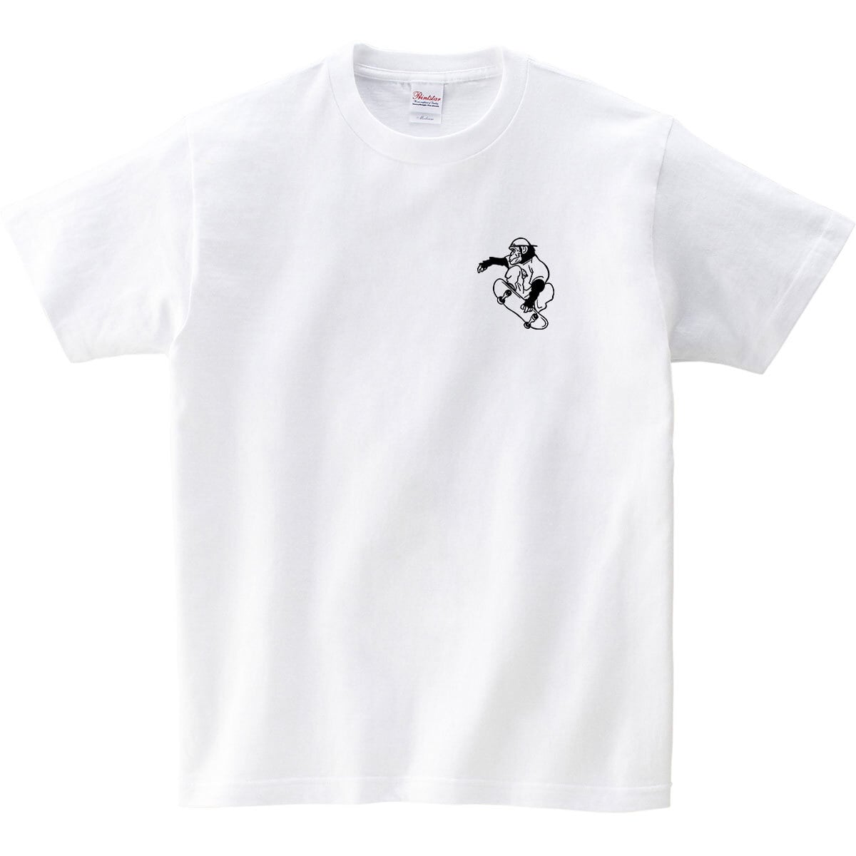 スケボー チンパンジー Tシャツ am87a おサル 猿 スケートボード アニマルプリント おもしろ tシャツ 線画