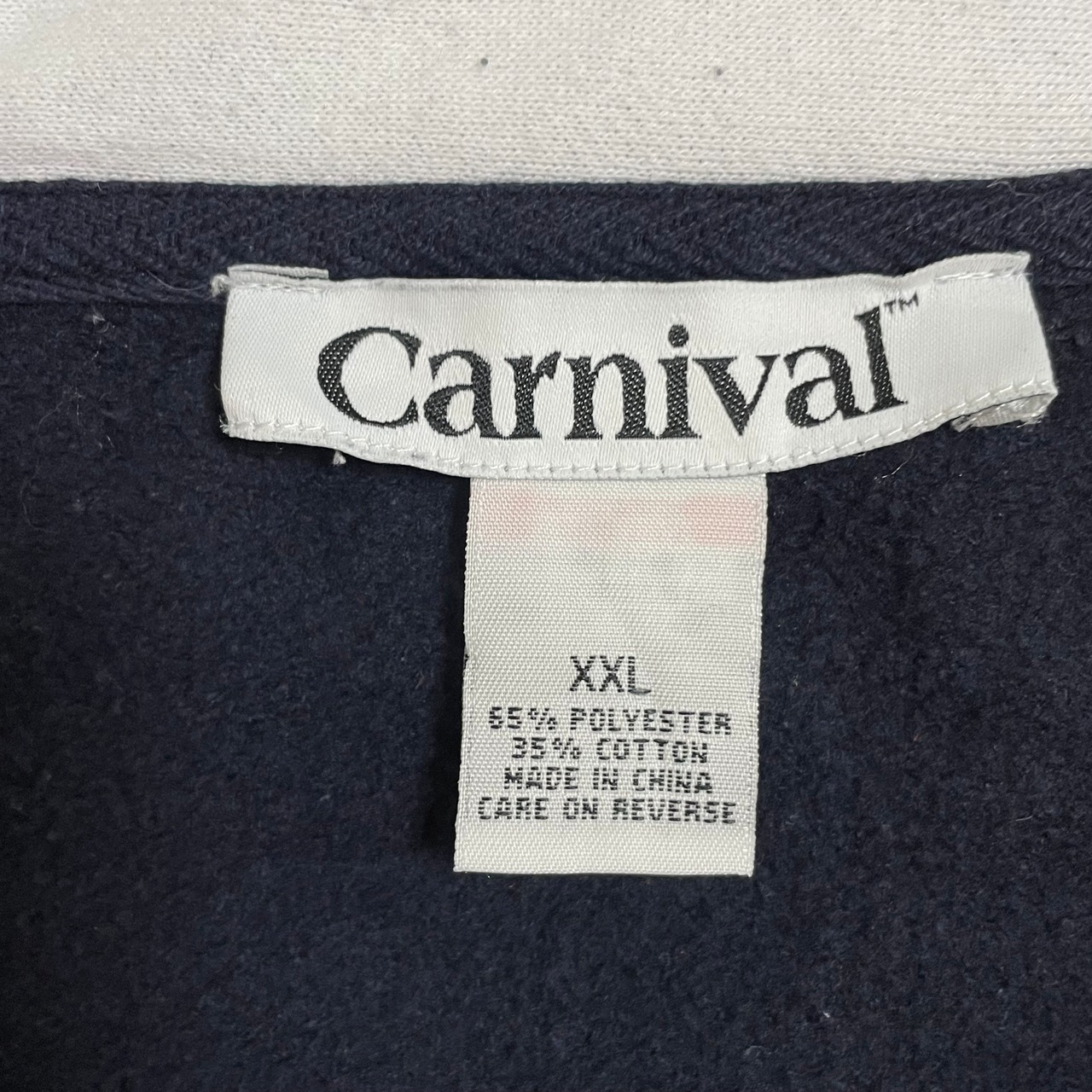 Carnival ハーフジップ スウェット ワンポイント 刺繍  ロゴ プルオーバー トレーナー 2XL ビッグシルエット ネイビー カーニバル US古着