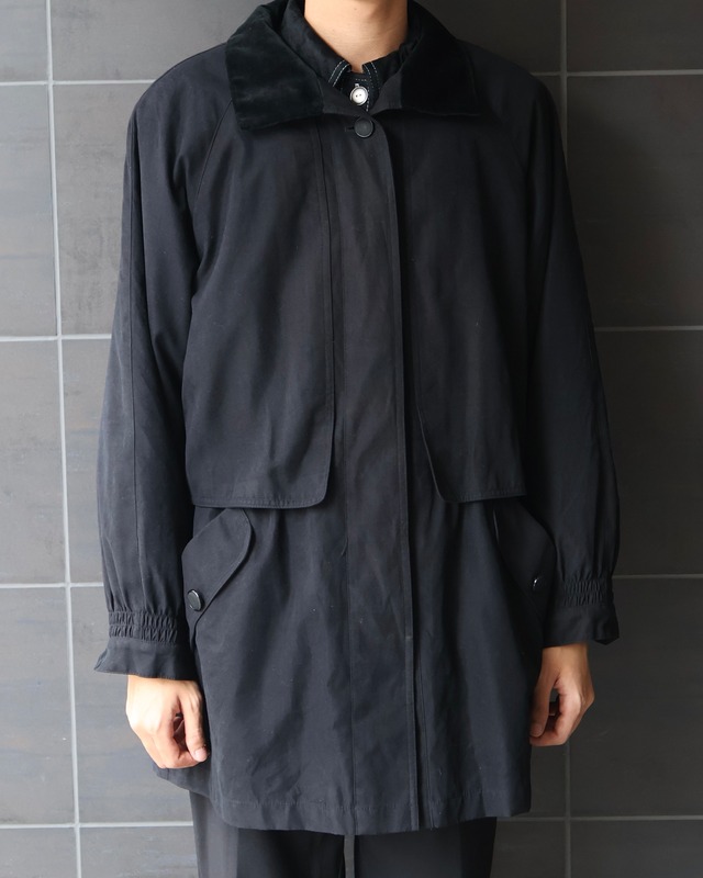 Velvet collar mid-length blouson
