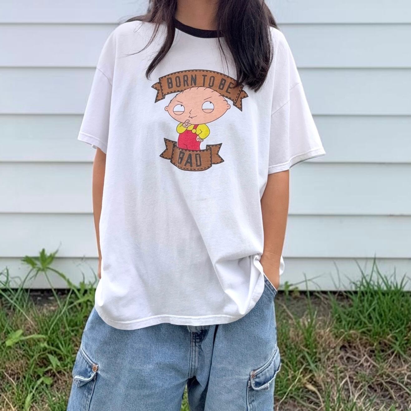 【LADIES】Stewie Graphic Ringer Tee - Oversized Fit