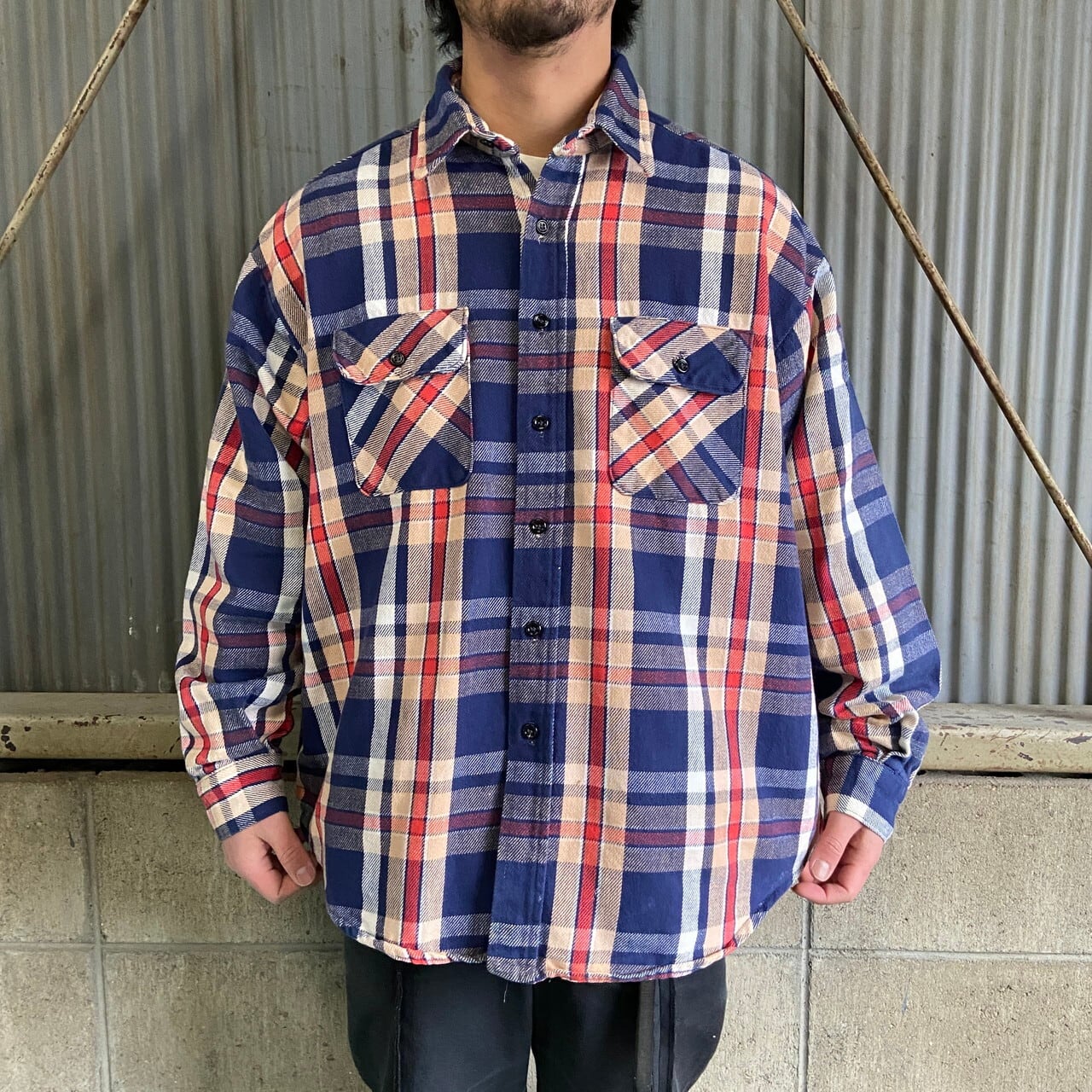 ビッグサイズ 80年代 Five Brother ファイブブラザー チェック柄 長袖 