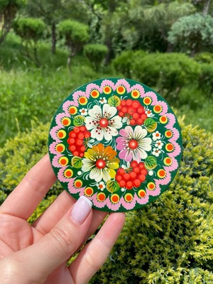 ペトリキフカ塗り　木製マグネット 　インテリア　フラワー　花（Khomenko製作）