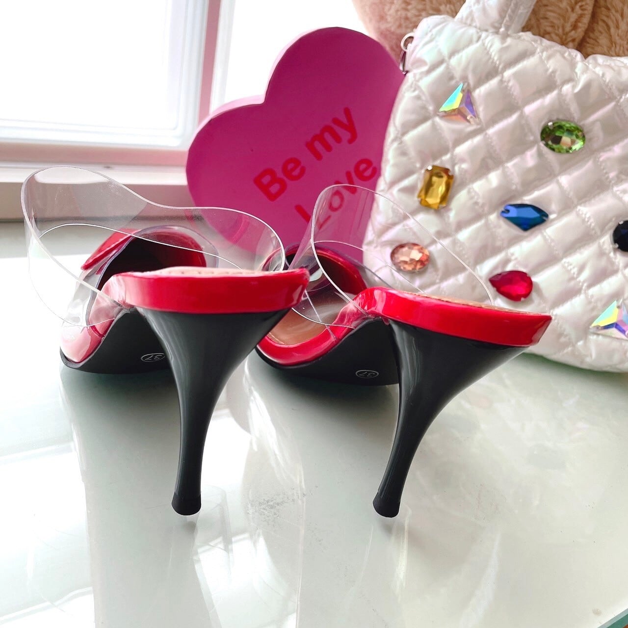 Redポインテッドハートミュール/韓国/レディースファッション/おしゃれ