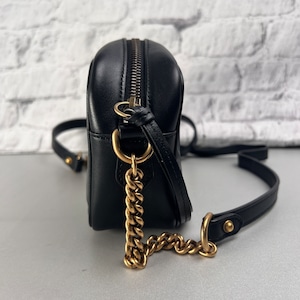 GUCCI グッチ GGマーモント レザー ショルダーバッグ 黒 A-13078