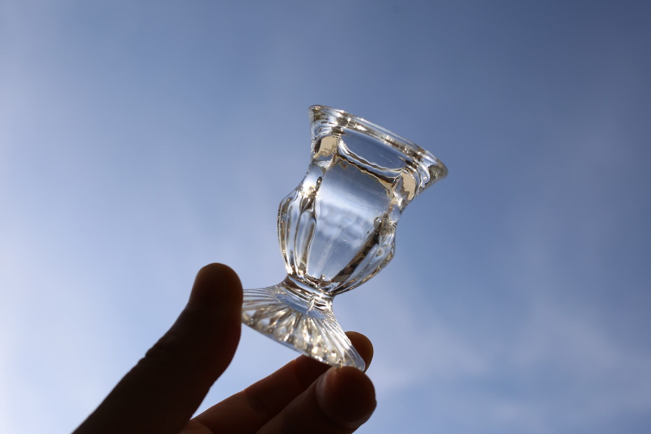 フランス アンティーク ヴィンテージ ガラスのキャンドルスタンド N-03829