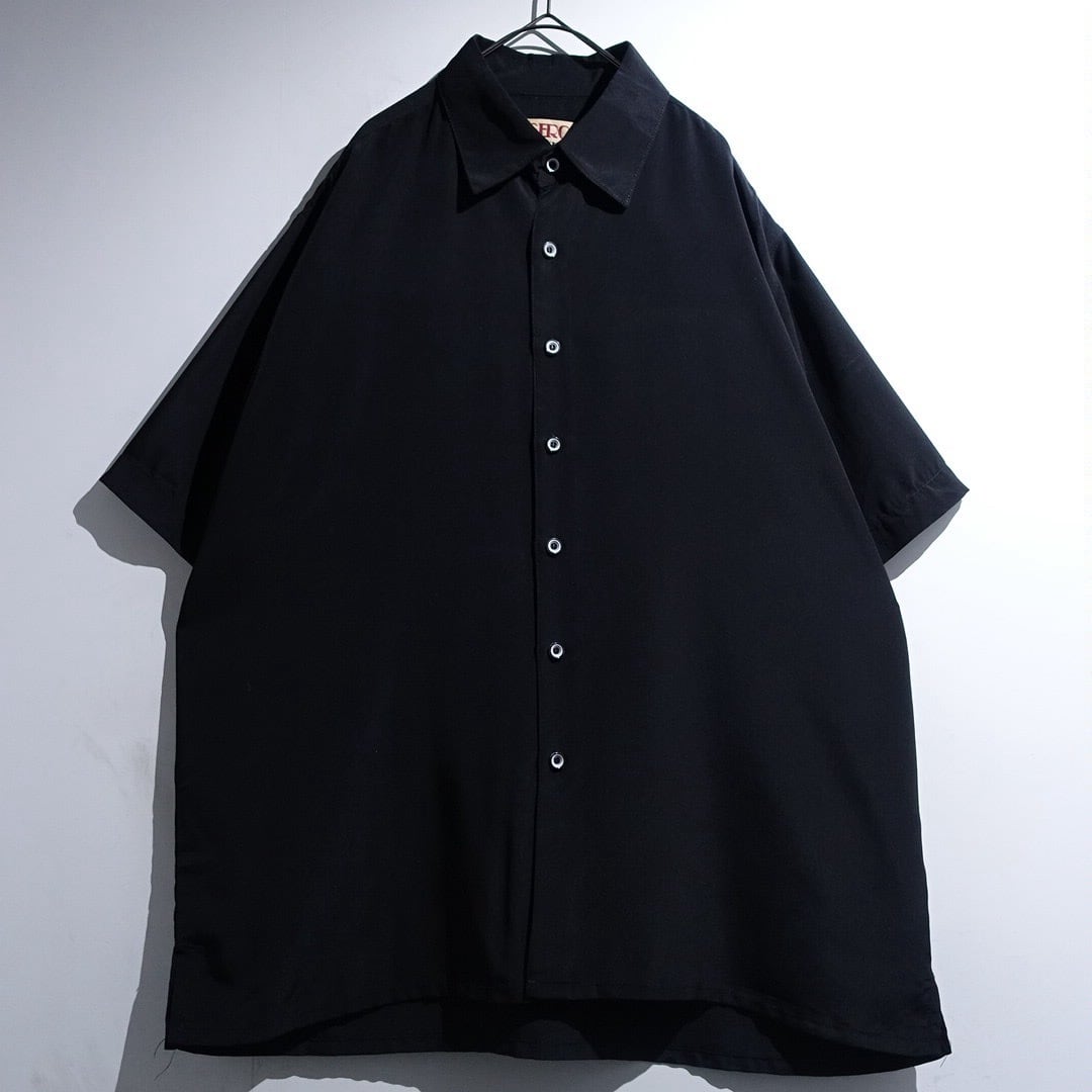 90s Black Plain Nylon S/S Shirt
